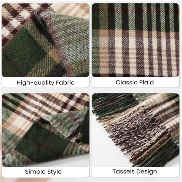 Winter Scarfs for Women, Cashmere Feel Plaid Scarf, Long Blanket - Picture 5 of 7